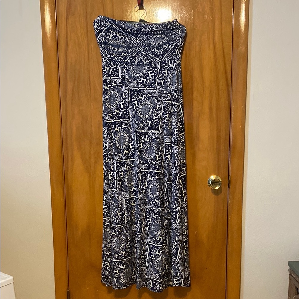 Banana Republic Strapless Dress in Blue and White